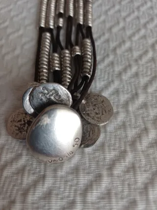 Pulsera Uno de 50 Cuero y Plata