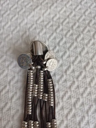 Pulsera Uno de 50 Cuero y Plata