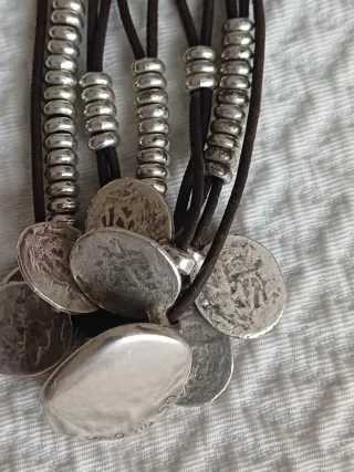 Pulsera Uno de 50 Cuero y Plata