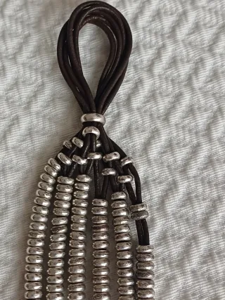 Pulsera Uno de 50 Cuero y Plata