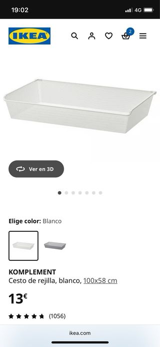 Cesto rejilla KOMPLEMENT IKEA blanco