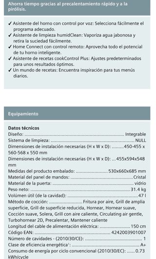Horno Compacto Pirolítico Siemens NUEVO