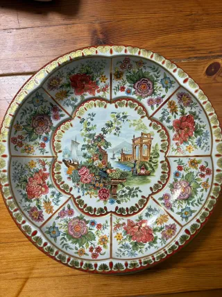 Bandeja decorativa metal floral