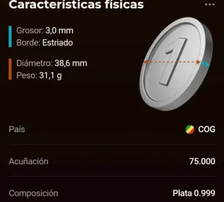 Moneda Plata Congo Gorila 500 Francos 2021