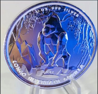 Moneda Plata Congo Gorila 500 Francos 2021
