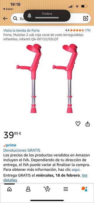 Muletas de codo infantiles