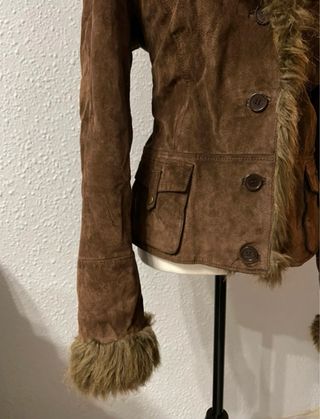 Chaqueta Piel Vintage Marrón con Borrego