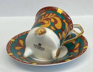 Set 4 Tazzine Porcellana Oro e Turchese “Speria”