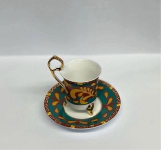 Set 4 Tazzine Porcellana Oro e Turchese “Speria”