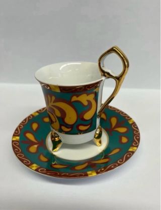 Set 4 Tazzine Porcellana Oro e Turchese “Speria”