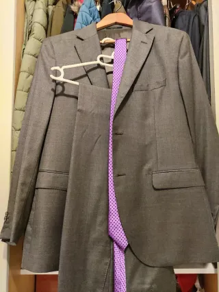 Traje Massimo Dutti Gris Super 120's Lana