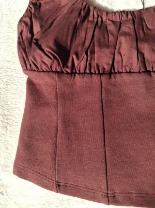 Top Corsé Zara Marrón Chocolate Talla S