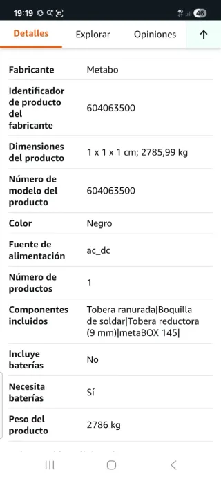 Pistola soldar Metabo HGS 22-630 de 2200W