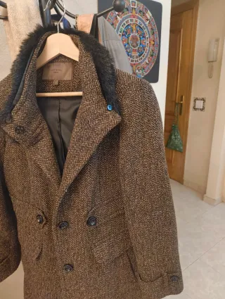 Abrigo Cortefiel Marrón Tweed