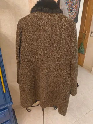 Abrigo Cortefiel Marrón Tweed