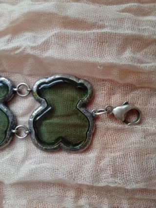 Pulsera Tous Oso Plata y Verde