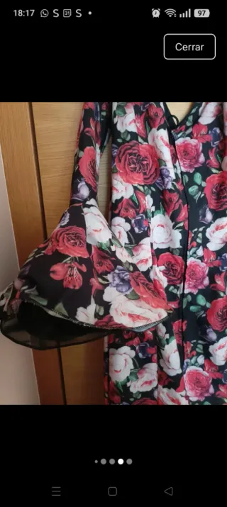 Vestido Flamenca Flores Negro y Rojo