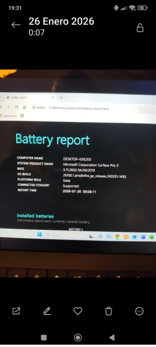 Batería Microsoft Surface Pro 3 1631 42.2Wh