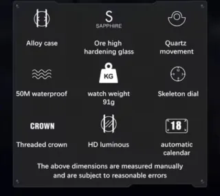 Reloj LIGE Hombre Esqueleto Azul/Dorado