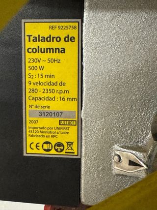 Taladro de columna 9 velocidades