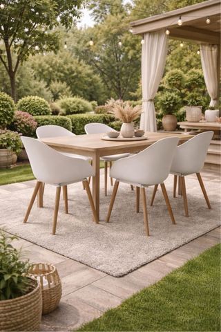 Conjunto silla blanca Comedor jardin patio