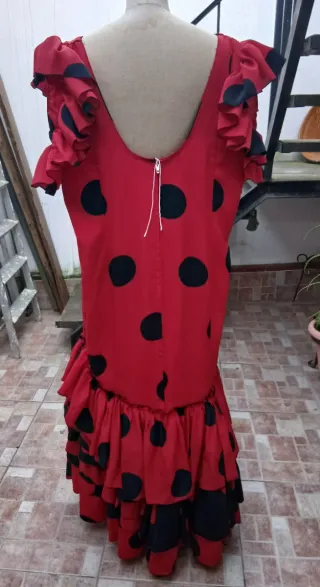 Vestido Flamenco Rojo Lunares Negros