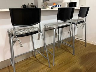Taburete alto cocina negro y gris