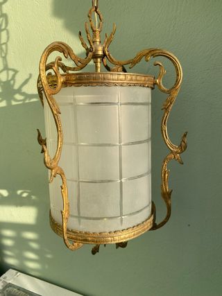 Lámpara colgante antigua dorada 1968