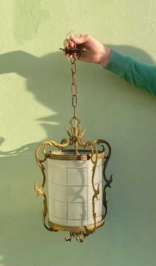 Lámpara colgante antigua dorada 1968