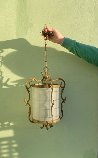 Lámpara colgante antigua dorada 1968