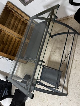 Mesa escritorio cristal y metal