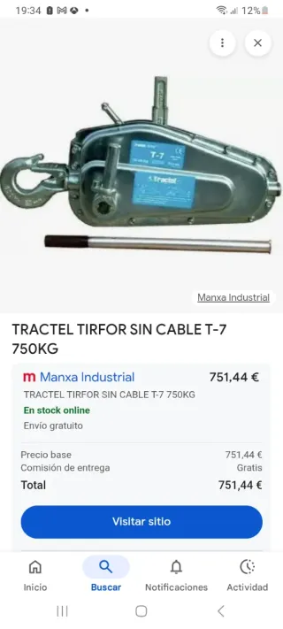 Tractel 800Kg Ocarion con cable largo