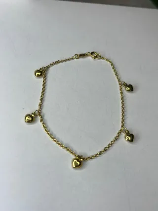 Pulsera y Colgante de Oro 18K Corazones