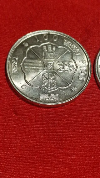 3 Monedas 100 Ptas Plata como nuevas