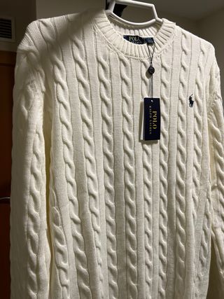 Jersey Polo Ralph Lauren Cable Knit Blanco