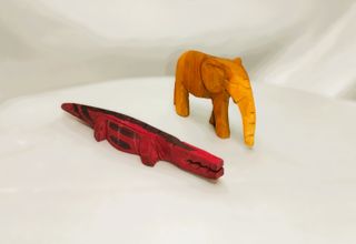 Coppia statuine animali vintage legno Africa