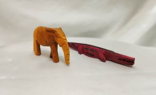 Coppia statuine animali vintage legno Africa