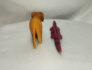 Coppia statuine animali vintage legno Africa