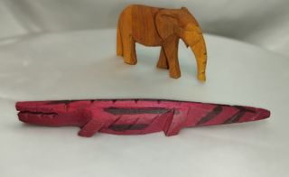 Coppia statuine animali vintage legno Africa