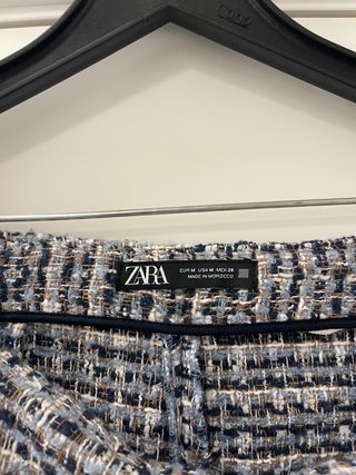 Falda Zara Tweed Azul Gris