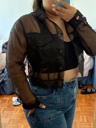 Camisa transparente de mall en negro
