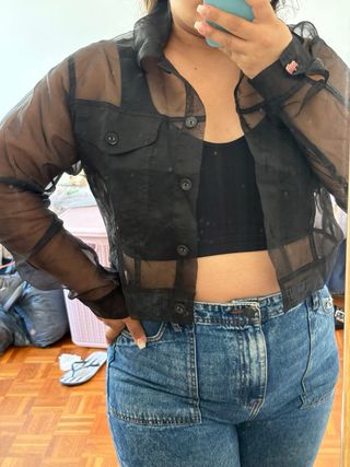 Camisa transparente de mall en negro