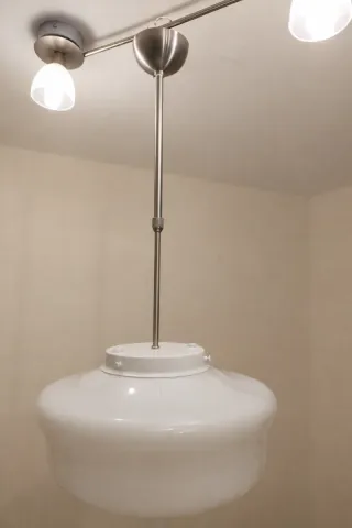 Candeeiro Opal Anos 30/40 Vidro Metal