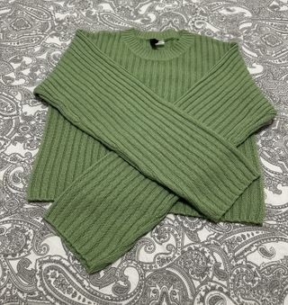 Jersey verde de punto acanalado