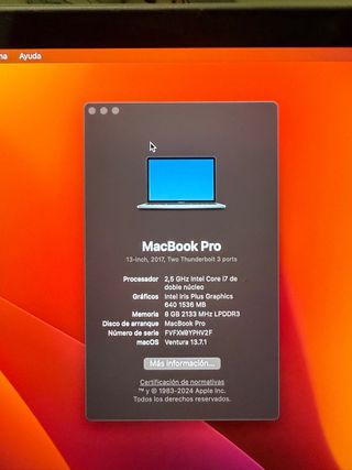 MacBook Pro 13 2017 i7 Gris