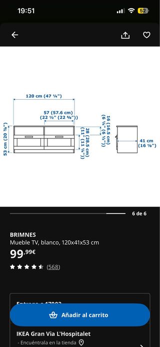 Mueble TV Ikea BRIMNES Blanco