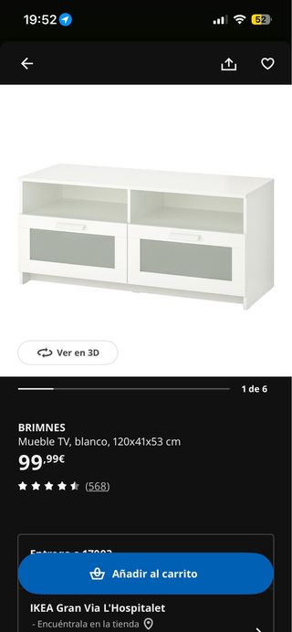 Mueble TV Ikea BRIMNES Blanco
