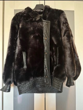 Abrigo Chaquetón Piel y Mouton Negro