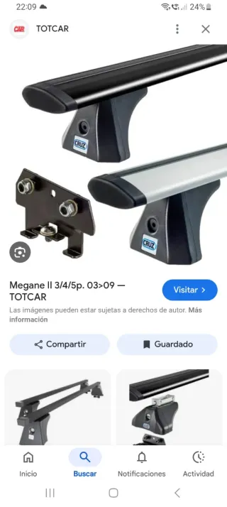 Baca de coche modelo Renault Megane. Marca Thule