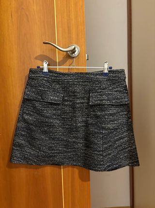 Falda tweed negra y gris